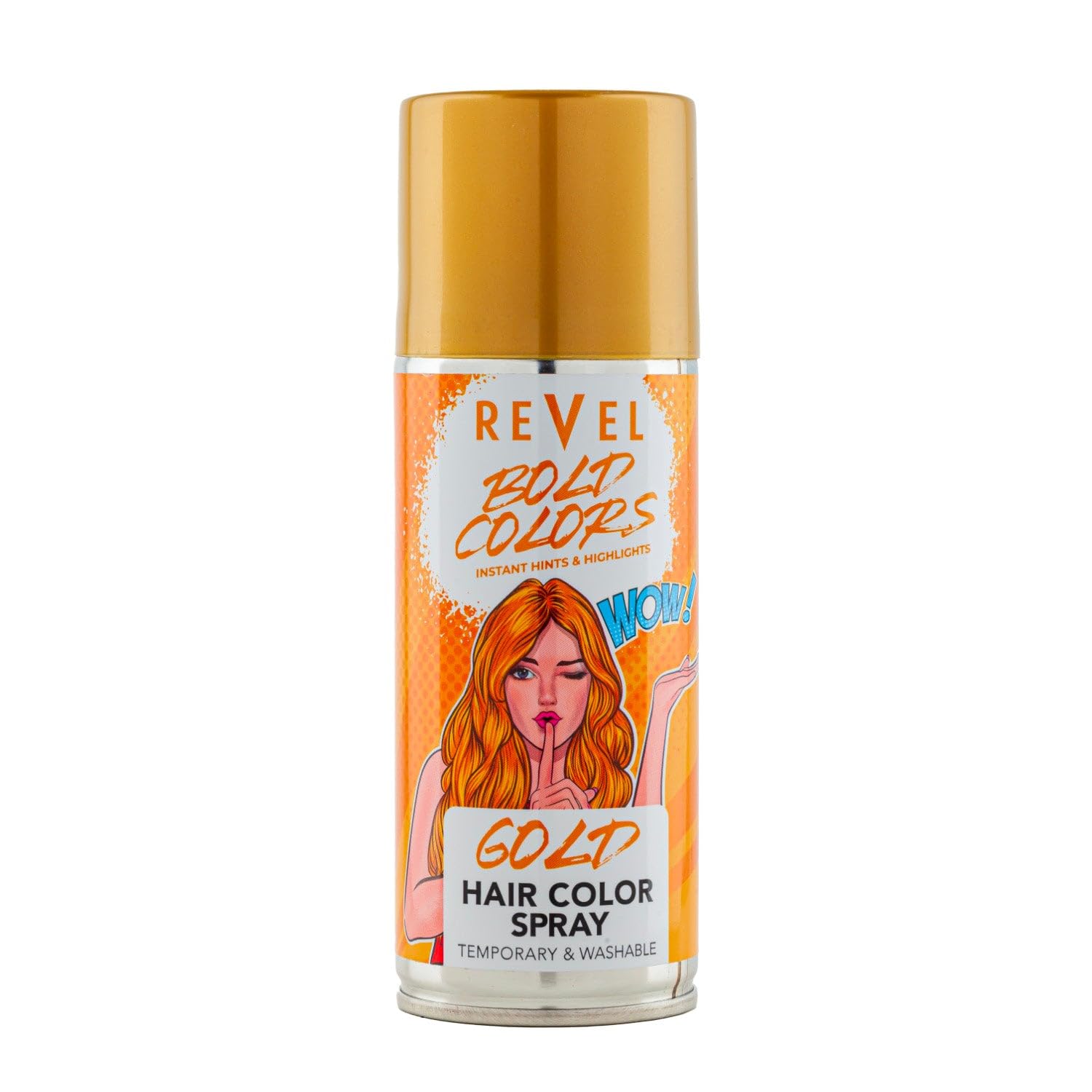 Revel Bold Colors Temporary GOLD Hair Colour Spray 150ml, For Men & Women, Hair Color Sprays, Instant Hints, High Lights, All Hair Types, Fast Drying, Non Sticky, Haircare