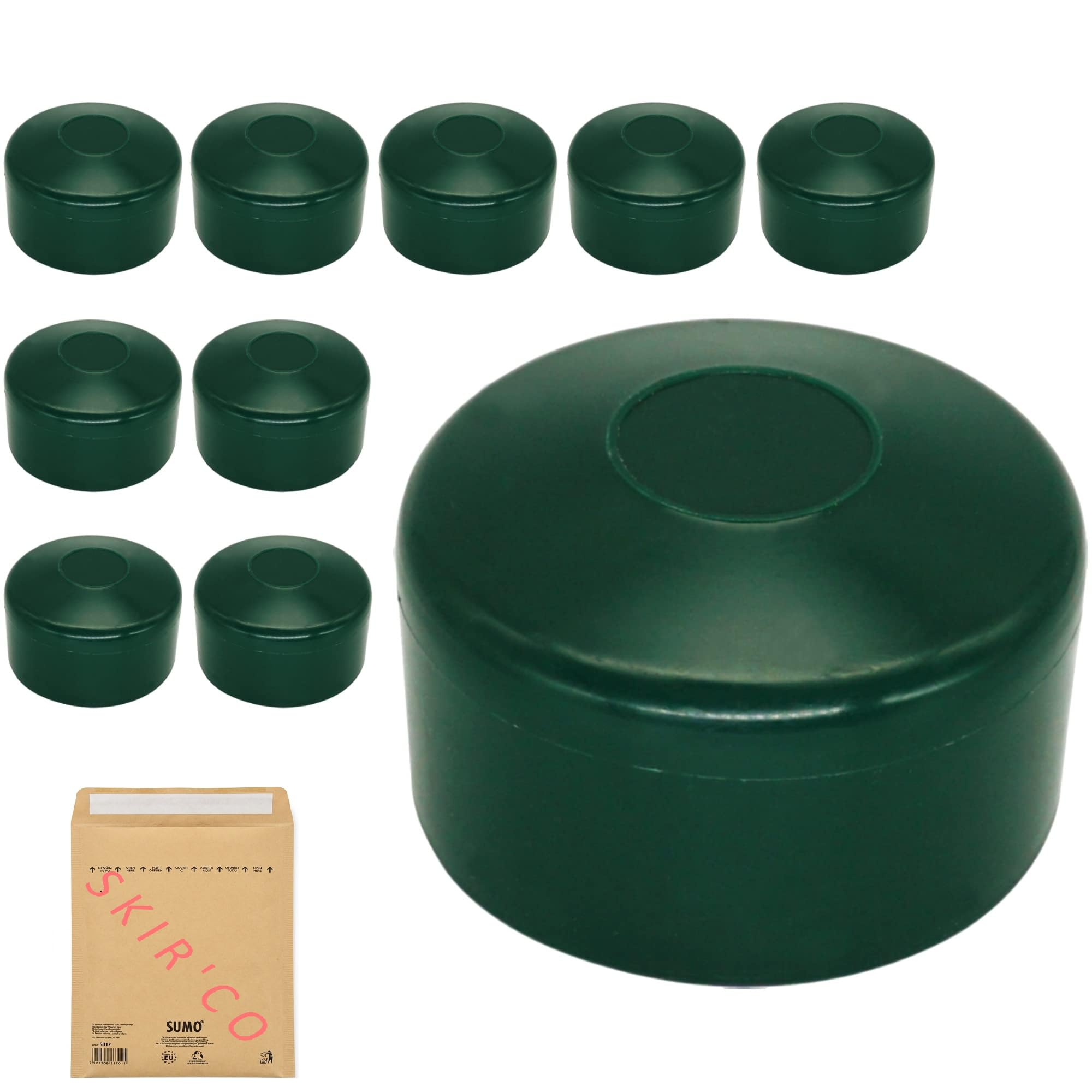 SKIR'CO (10 unidades) tapas de postes de valla, tapas redondas de plástico verde de 60 mm para postes de valla redondos, cubiertas de postes de valla, verde musgo RAL 6005