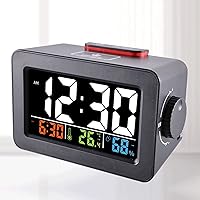 Vista 5 de GULRUH Alarm Clocks, Color Digital Alarm,Clock with Outdoor and Indoor Temperature Hygrometer,Humidity Clock Wake Up (Color Black)