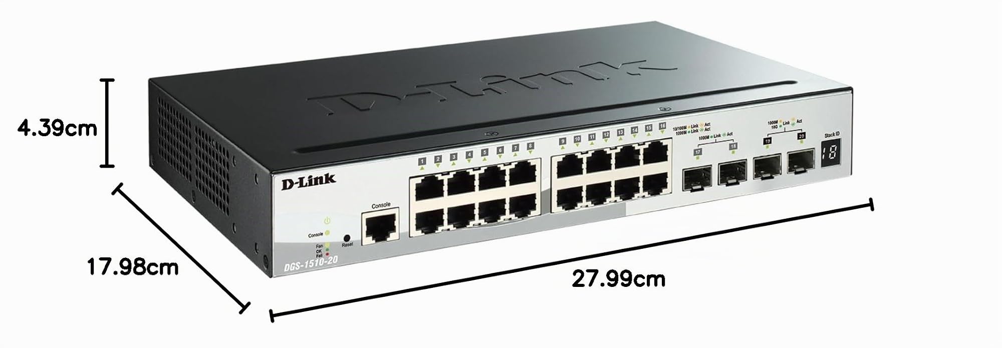 D-Link DGS-1510-20 Switch Smart Manageable 20 Ports Gigabit 10/100/1000mbps - Idéal pour Entreprise Administration et Réseaux Gérés