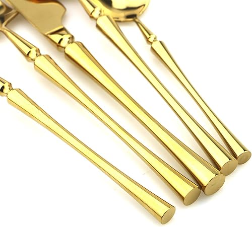 Miniatura 2 de JASHII - Juego de 20 piezas de espejo pulido de titanio chapado en oro de acero inoxidable 1810, juego de 20 piezas de plata, juego de cubiertos