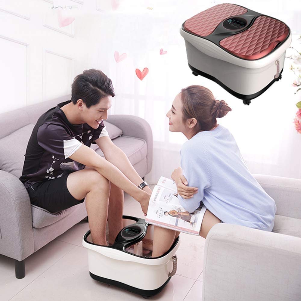 Masajeador de Spa de Baño 6 en 1 para Pies con Burbujas de Calor, Punto de Acupuntura de Masaje con Rodillo Shiatsu Motorizado, Conversión de Frecuencia, Temperatura de Tiempo Ajustable, Dos Personas