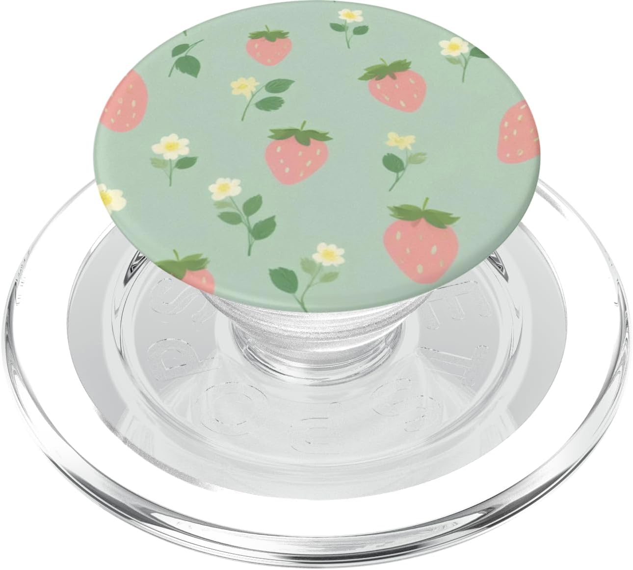 Cute Light Green Strawberry PopSockets PopWallet for MagSafe