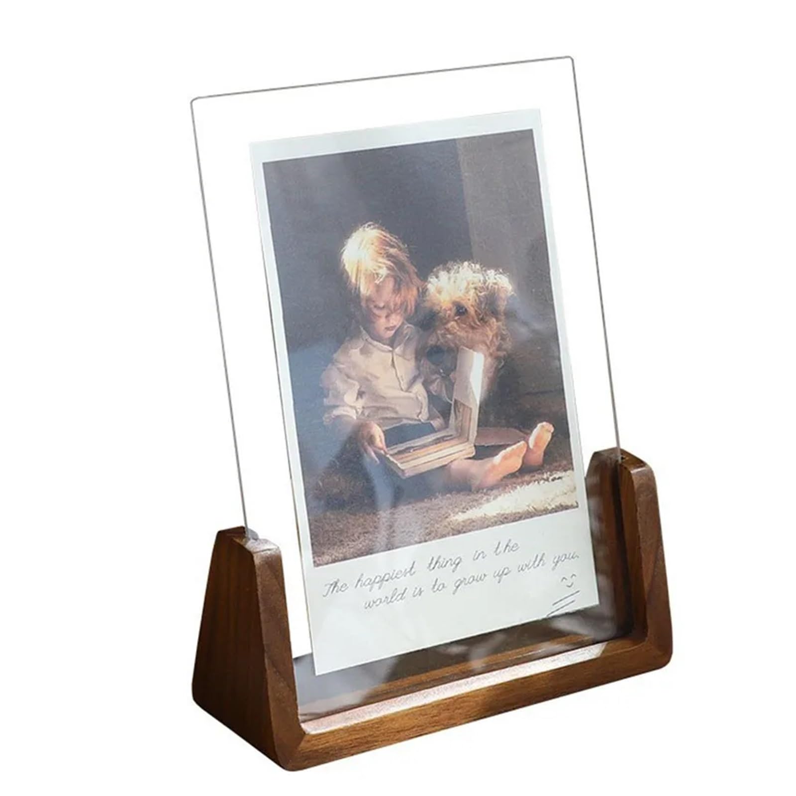 DAJGRHE Photo Frame Creative Photo Frame Set U Shape Transparent 10X15 13X18 15X20 20X25cm Desktop Wood Pictures(Dark Red,10X15cm 6inch)