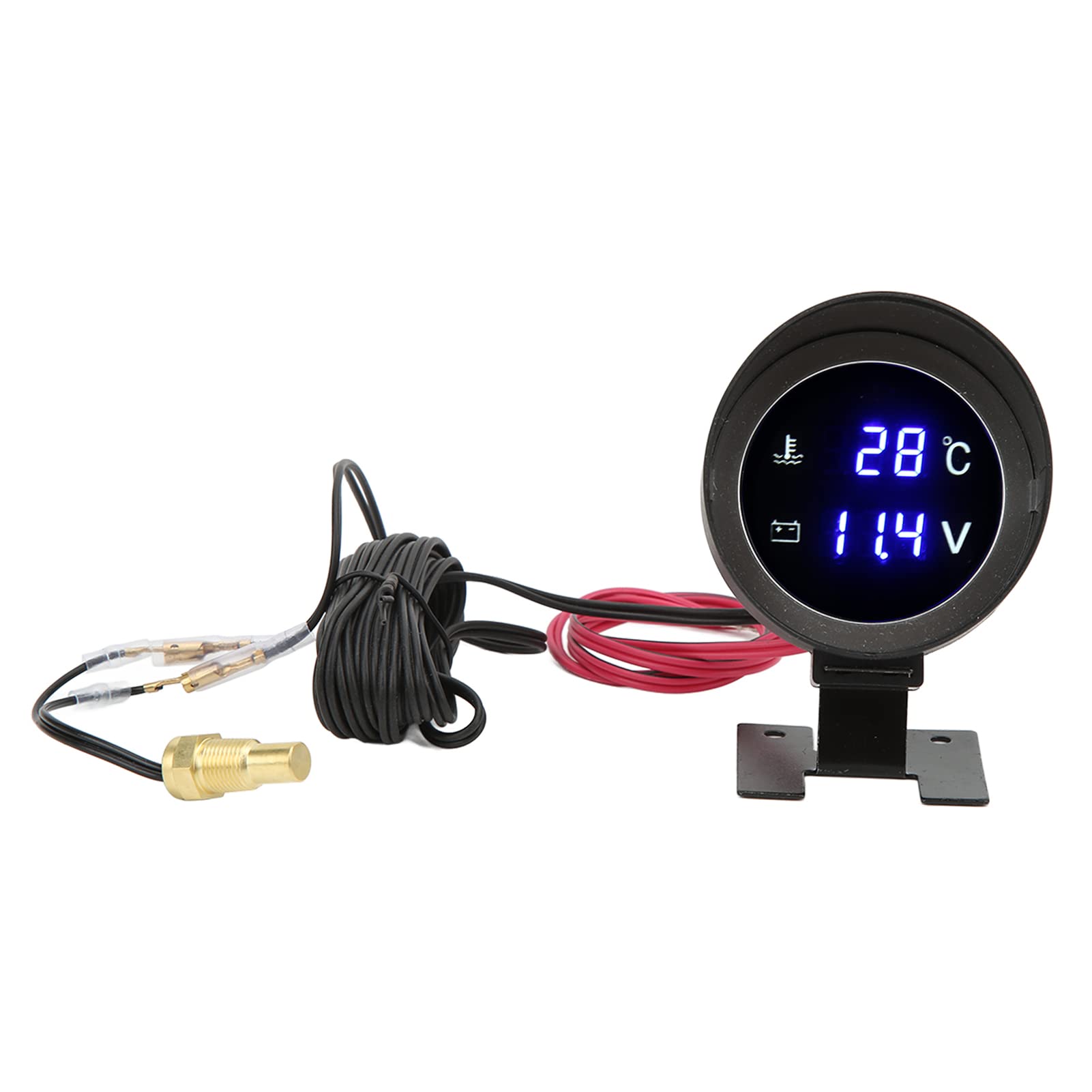Indicatore Digitale Universale della Temperatura Dell'acqua Voltmetro a LED Robusto ABS + Materiale Metallico per Auto Moto ATV, Misuratore di Luce Blu Ad Alta Precisione