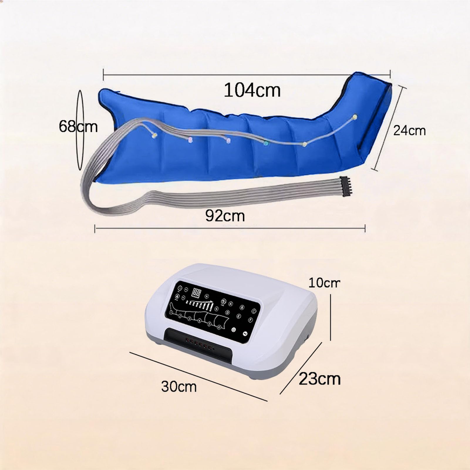 Presoterapia Piernas y Abdomen,Máquina de Presoterapia para Casa, Masajeador De Piernas Circulacion con 6 Cámaras,6 Modos, 20-250mmHg y 1-60mins,Zonas seleccionables por Separado