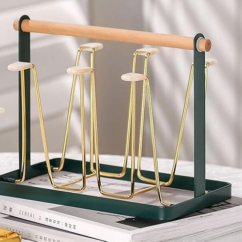 Miniatura 2 de PHILISENMALL Estante de drenaje de tazas de escritorio con 6 ranuras, estilo moderno, decorativo, organizador de tazas multiusos que ahorra espacio