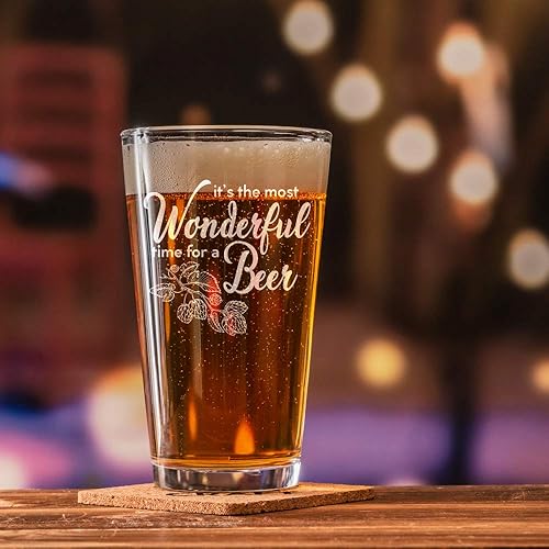 Miniatura 2 de Divertidos vasos de pinta de cerveza para regalar Es el momento más maravilloso para una cerveza Vaso de 16 oz Navidad, Día del Padre, cumpleaños