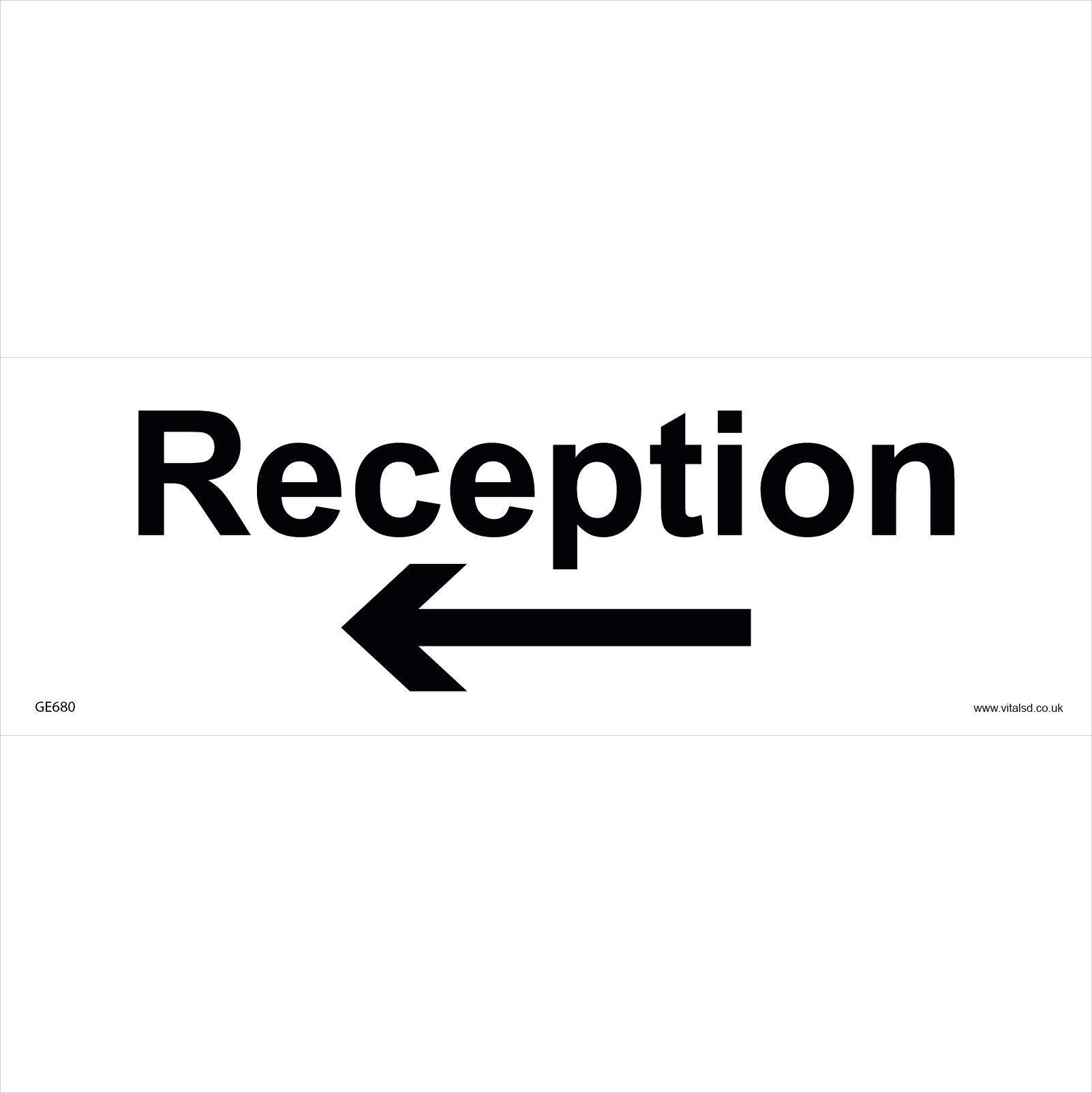 GE680 Reception SIGN Door Plaque front desk hotel office welcome goods in 150mm x 50mm Sticker/Sav - White Background