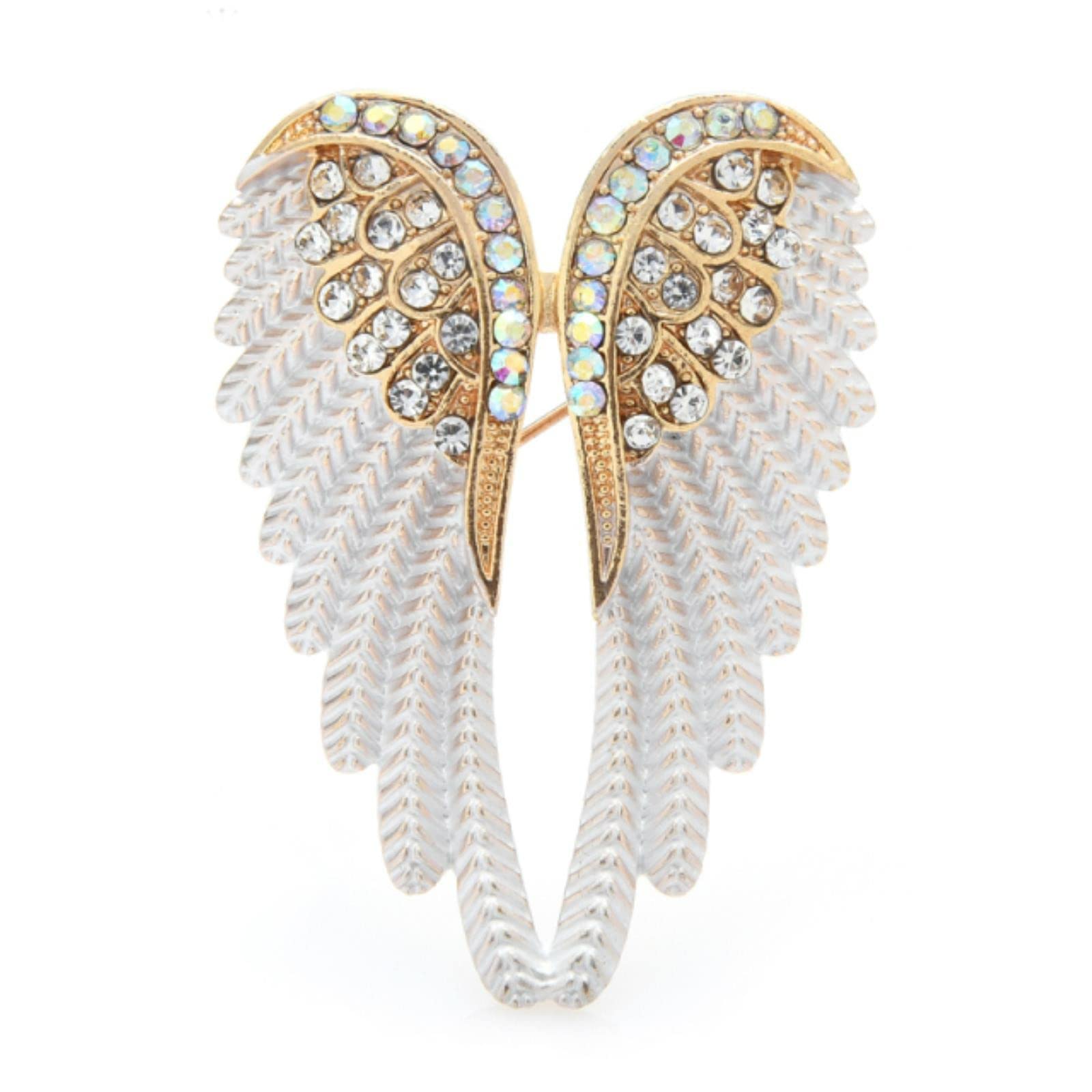 Lucky Angel White Classic Rhinestone Angel Wings Brooch Pins 3 Colors Sparkling Jewelry Gift Feather Designer Brooches,