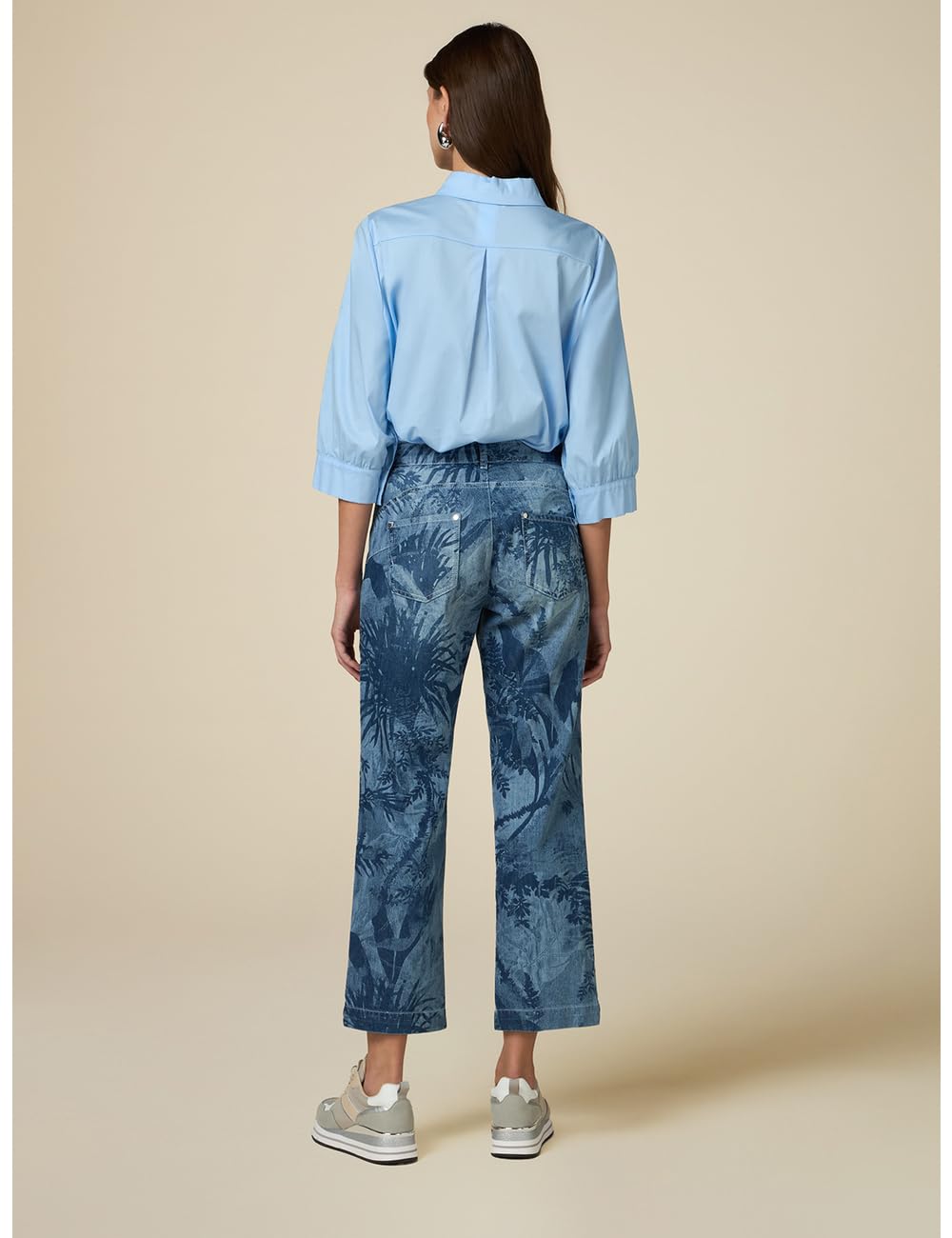Oltre: Jeans Cropped in Denim Stampato. Stagione Autunno Inverno 2024