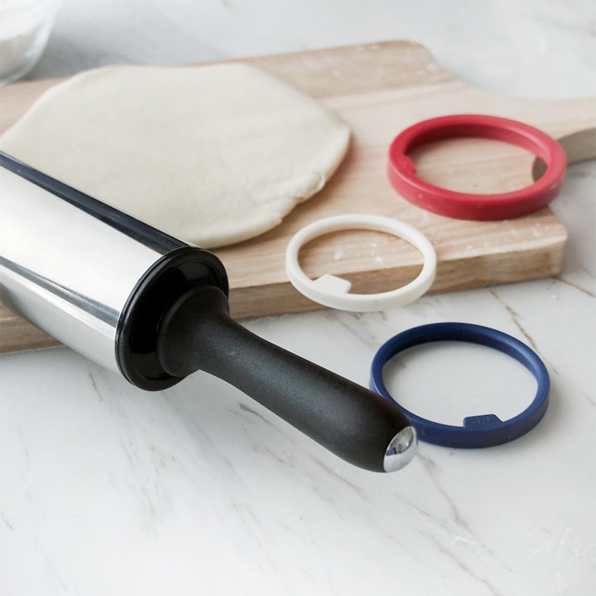 HEALLILY Rodillo Ajustables de Anillos con Acero Inoxidable Pulgadas de 11 de Grosor Antiadherente, Adecuado para Amasar Masa y Fondant Cocina