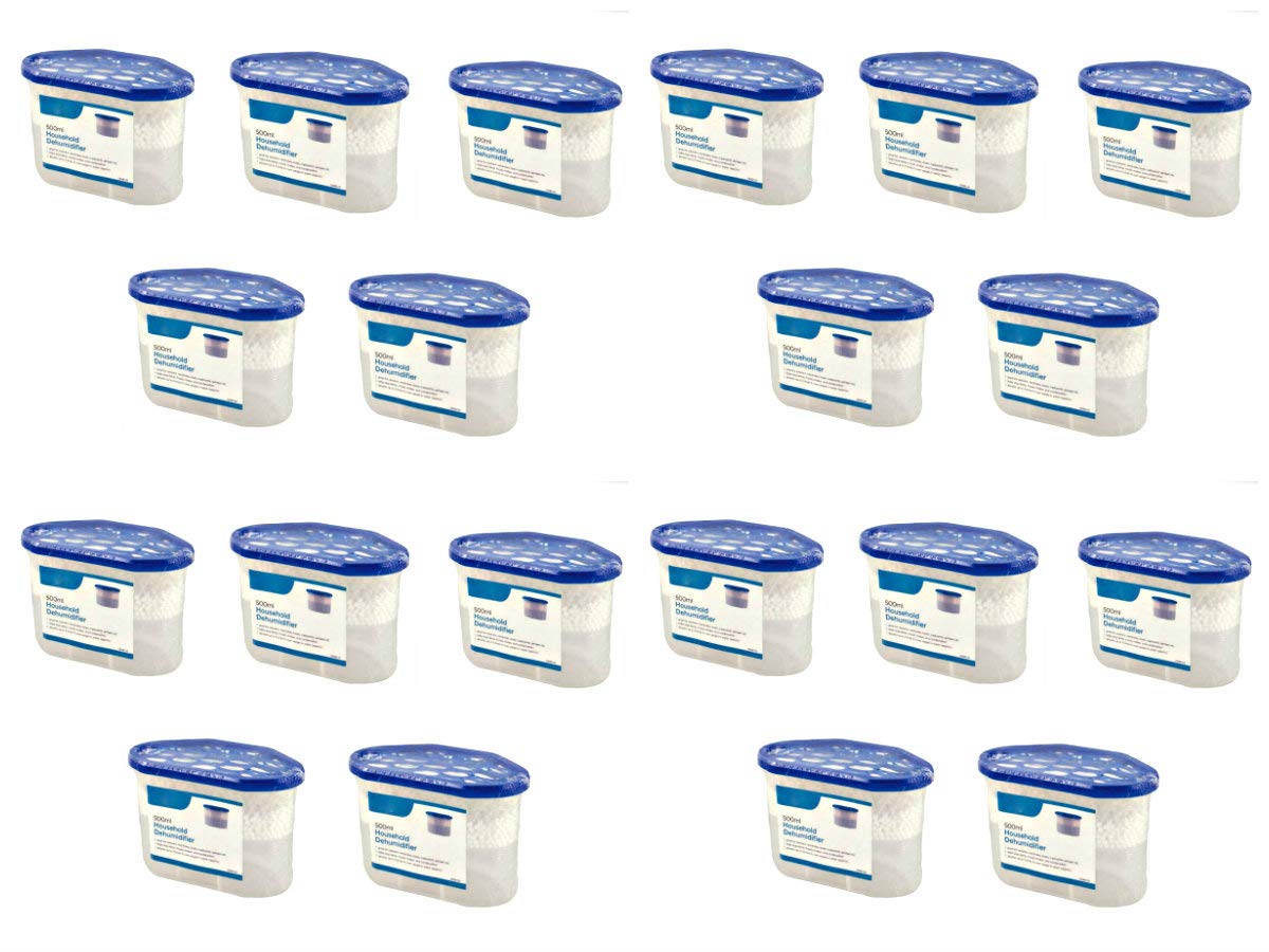 HomeZone 20 Pack 500ml Interior Dehumidifiers For Home Unscented Condensation Absorbers Moisture Traps - Long Lasting Dehumidifier For Bedroom Livingroom Dehumidifiers Disposable Damp Traps Multipack