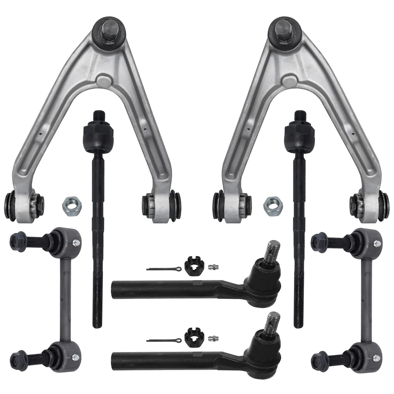 Detroit Axle - 8pc Front End Kit for 2006 Hummer H3, 2 Upper Control