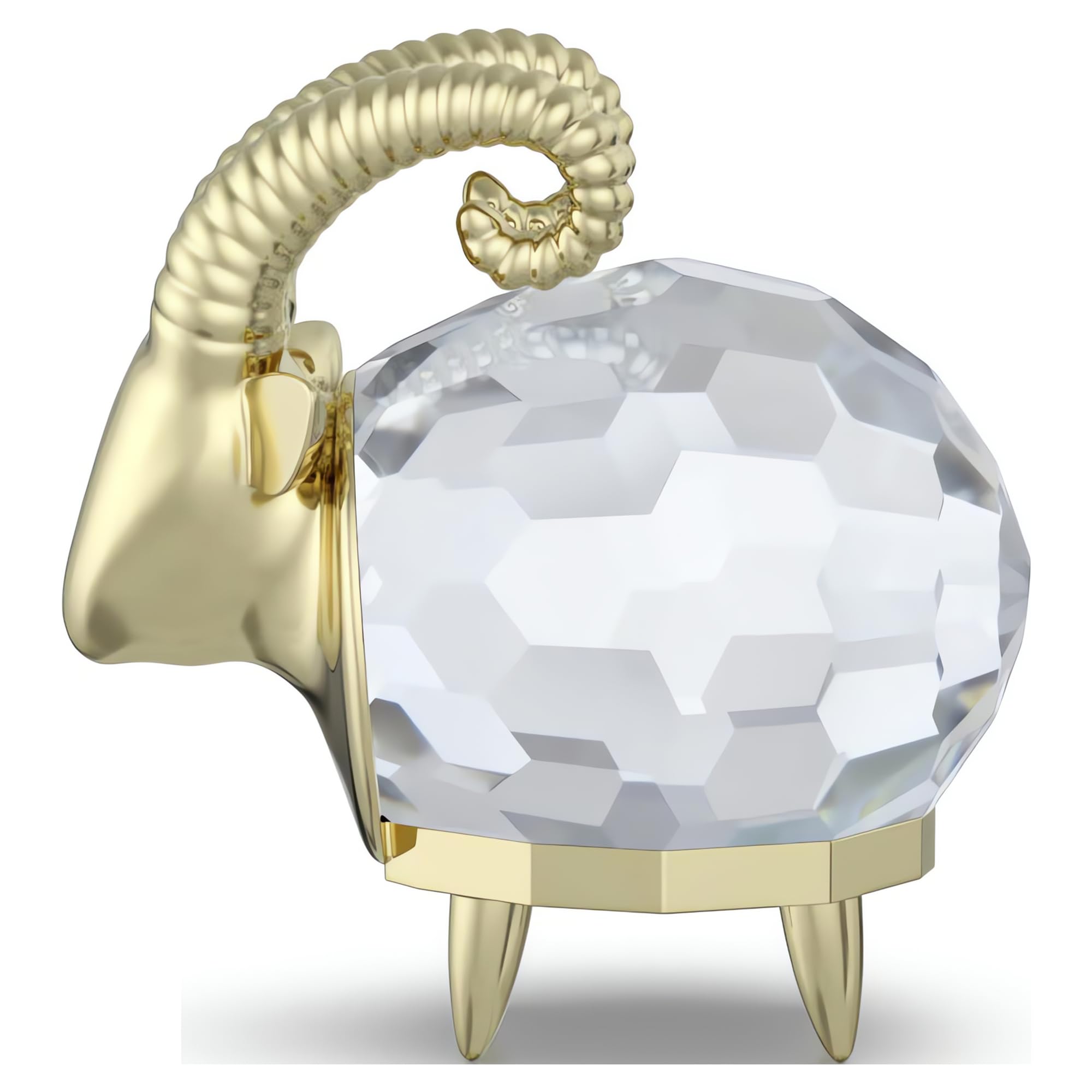 Swarovski Zodiac Capricorn Figurine, Clear Faceted Crystal and Engraved Gold-Tone Metal, Part of the Zodiac Collection - Image 2