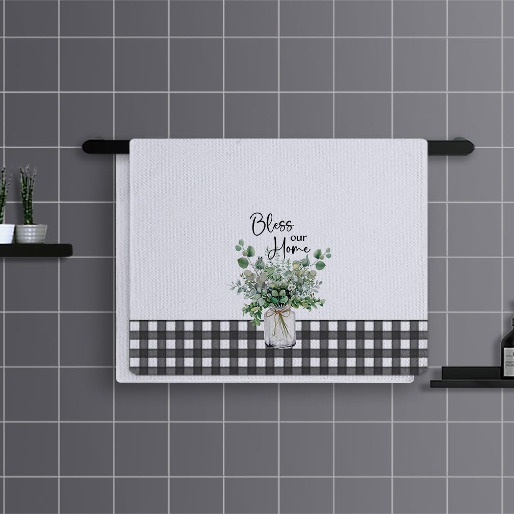 Trapos Cocina Plantas De Hoja Verde Paños de Cocina Suaves y Absorbentes Paños Cocina Reutilizables Trapos de Cocina para Secar Toallas Lavable Toallas de Barra Juego de 4 (40x60cm)