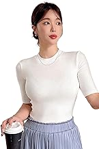 Istyle Can Slim Fit Plain Stretchable Round Neck Rib Knit Short Sleeve Regular Top for Women | T Shirt | Tee