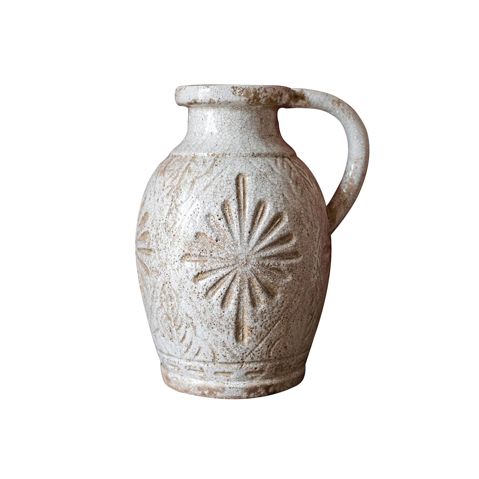 Bohemian Style Vase, Vintage Dried Flower Vase, Ornaments for Living Room, Study Room, Coffee Shop, Table, Entrance Hall, Rough Ceramics(Size:33 * 33 * 42.5CM,Color:A)