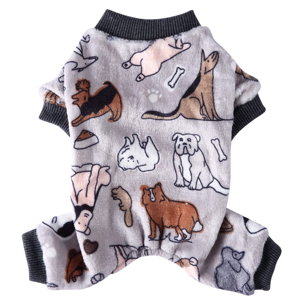 PETANGEL Dog Pajamas Coat Cat PJSJumpsuit Soft Velvet Doggie Jumpers Onesies Jammies Fleece Cat Apparel Pet Warm Clothes Flannel Cold Weather Puppy Small Dogs Rompers (Size: L)