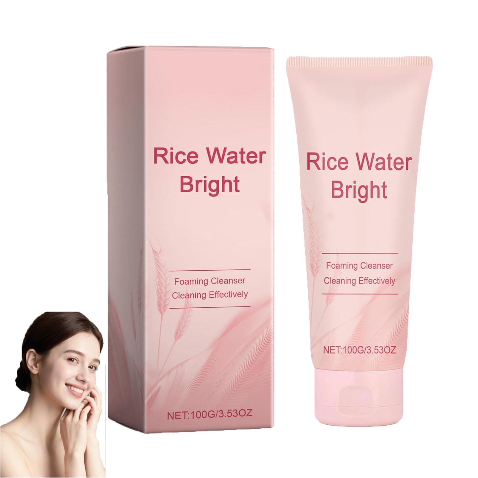 Detergente viso all'acqua di riso, schiuma detergente delicata, detergente viso alla vitamina E, detergente vi-so illuminante, pulizia profonda per una pelle luminosa (1pcs)