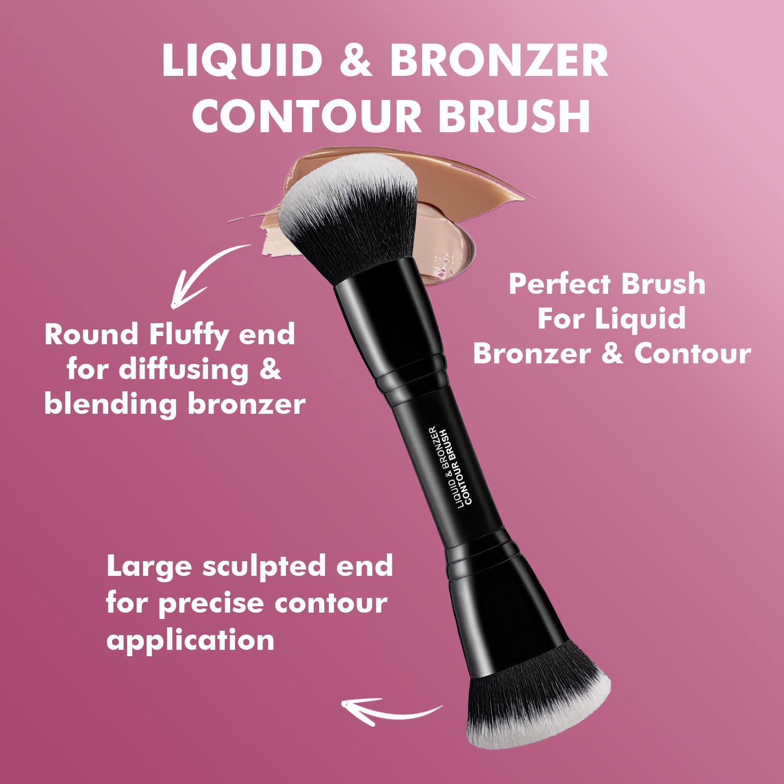 Bueart Design Ensemble de pinceaux de maquillage Duo et liquide et bronzant avec poils denses ultra doux à double extrémité pour fond de teint, crème liquide, anti-cernes, végétalien et sans cruauté