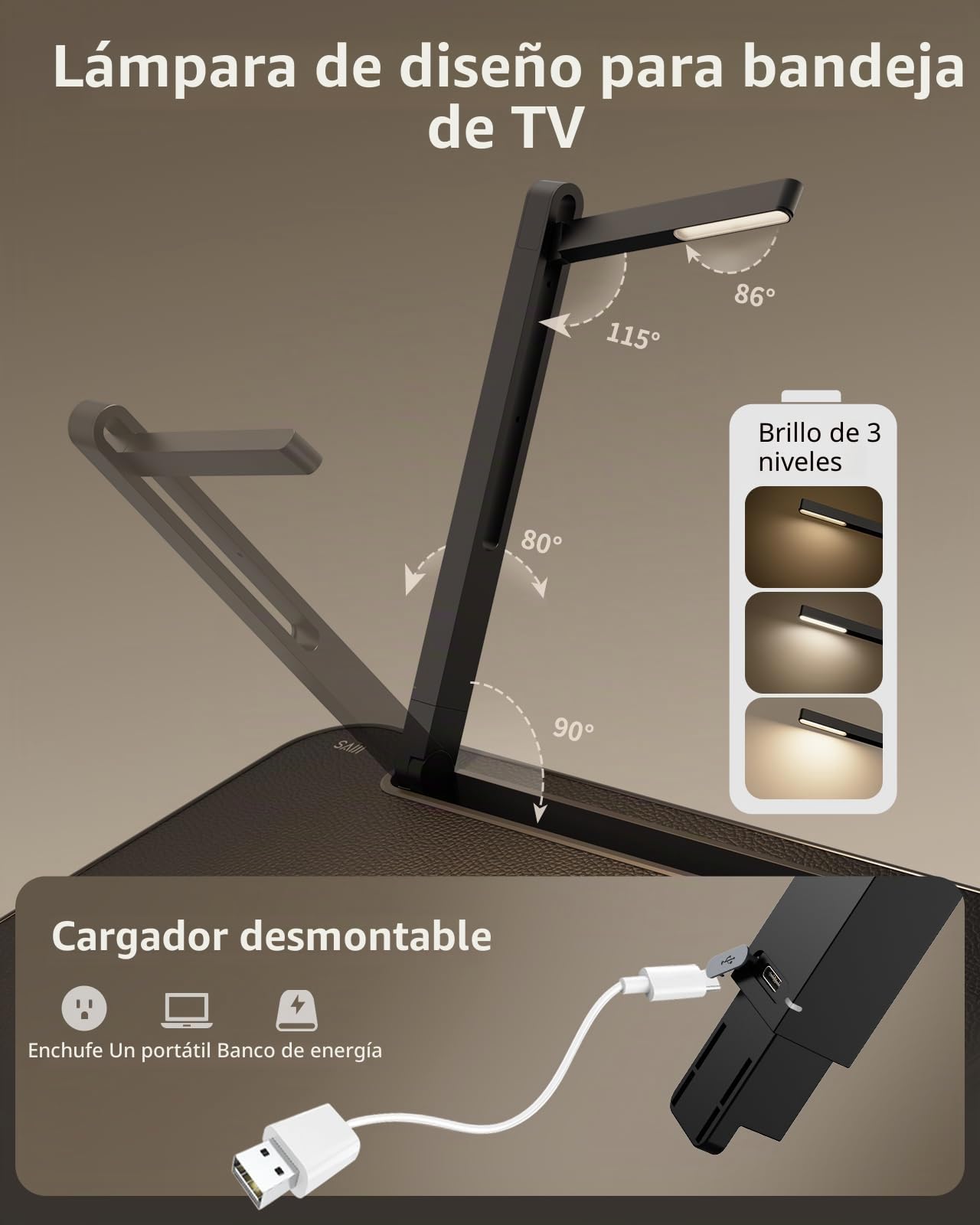 SAIJI Mesa plegable pequeña mejorada, ajustable en altura e inclinación, mesas de TV estables, bandejas de TV multifuncionales para comer, trabajar en el sofá y en la cama, escritorio para ordenador