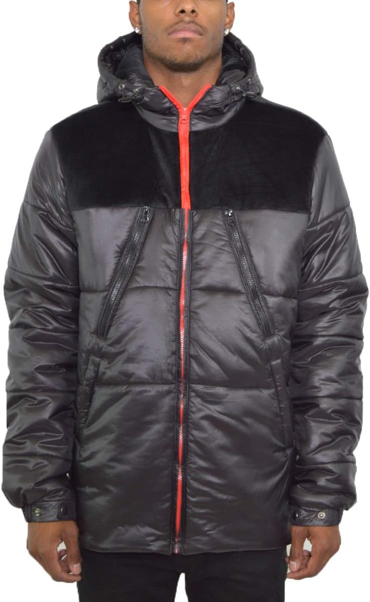 Weiv Men Hooded Puffer Jacket with Hooded Parkas Thicken Padded Jacket Windproof Outdoor for Winter Coat