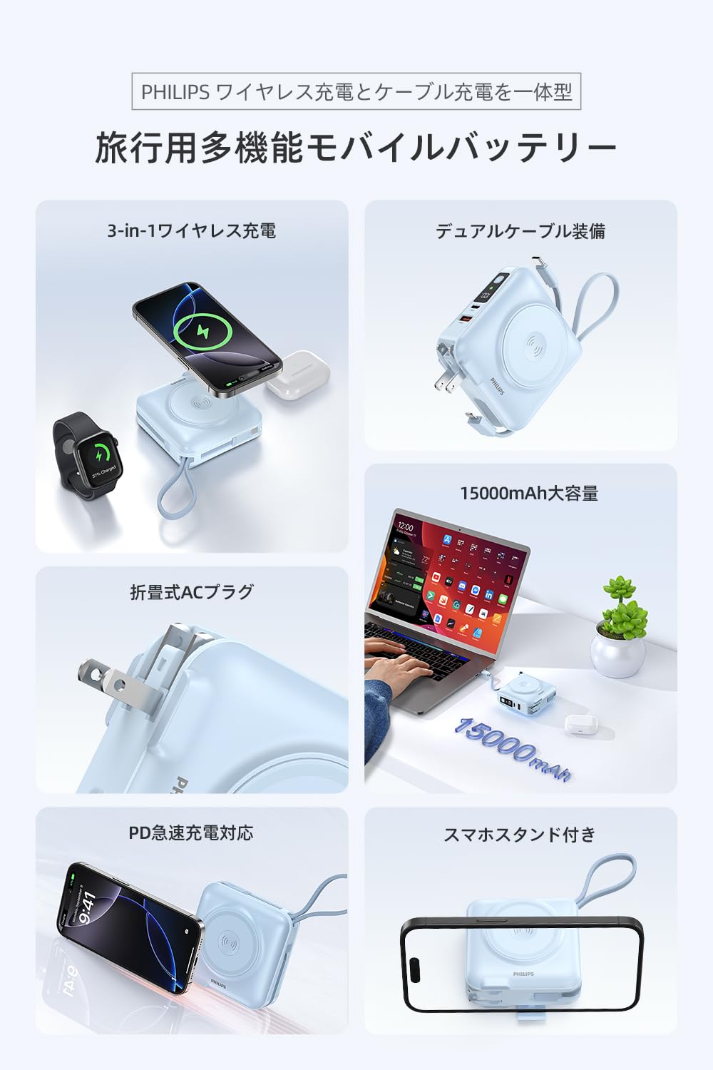 Amazon.co.jp: Philips DLP4351CU Mobile Battery, Integrated Outlet