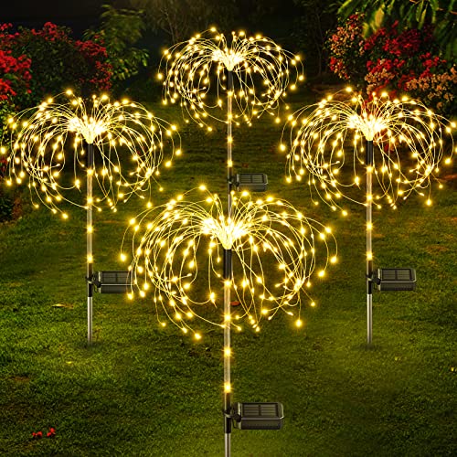 4-Pack Solar Garden Lights - 120 LED Warm White Cracked Glass Outdoor Decor Balls