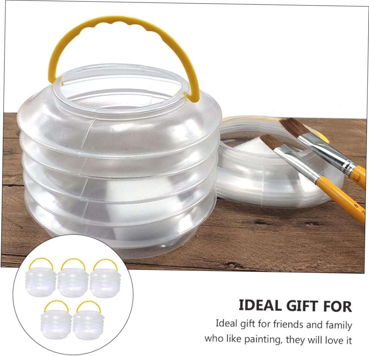 5sets Paint Brush Cleaner Collapsible Wash Buckets Reusable Artist Brush Basin Portable Water Container Easy to Store