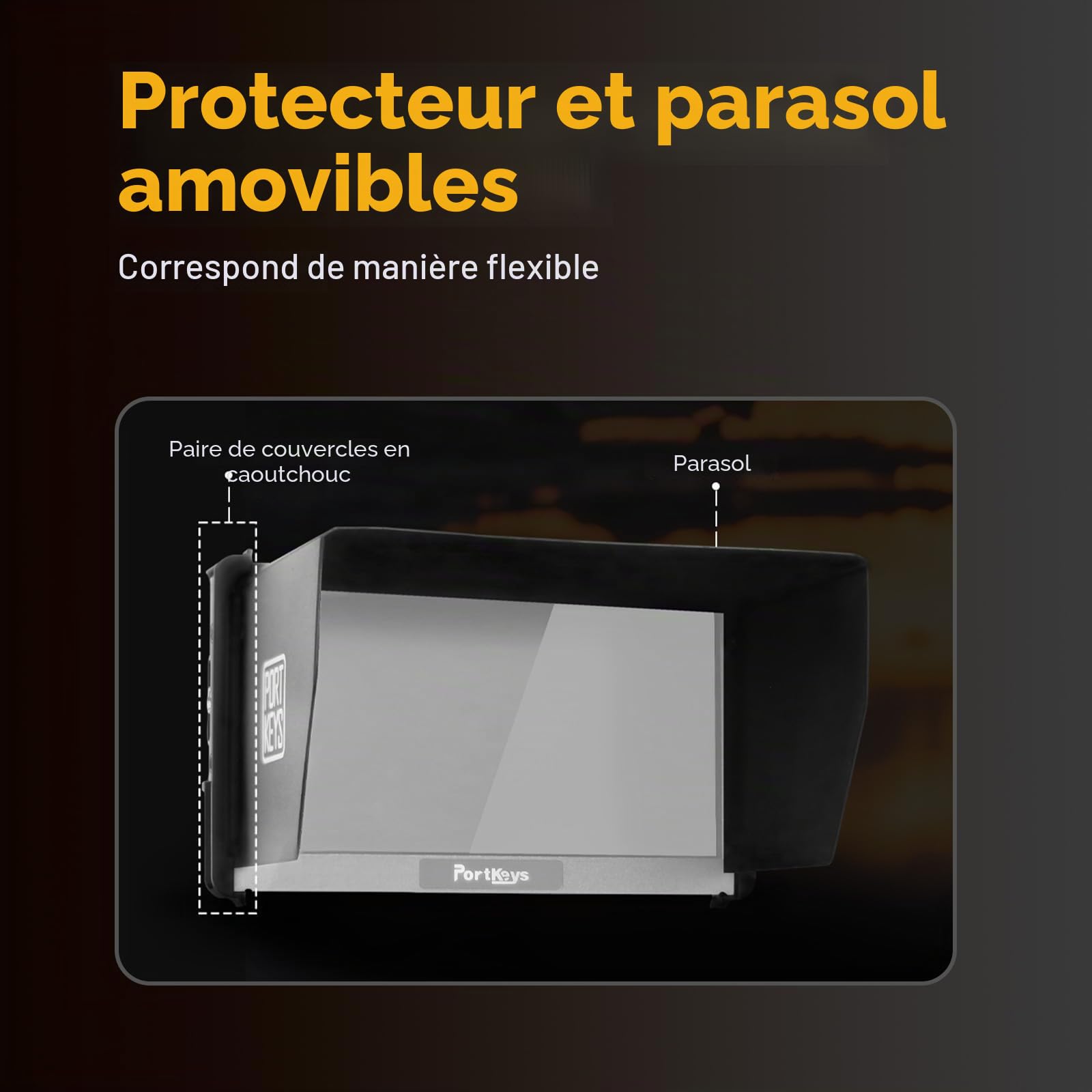 Portkeys HD7H Moniteur Caméra 7 Pouces Écran 1000 Nits Matte Display avec Pare-Soleil, Entrée 4K HDMI, pour Appareils Photo Reflex et Hybrides