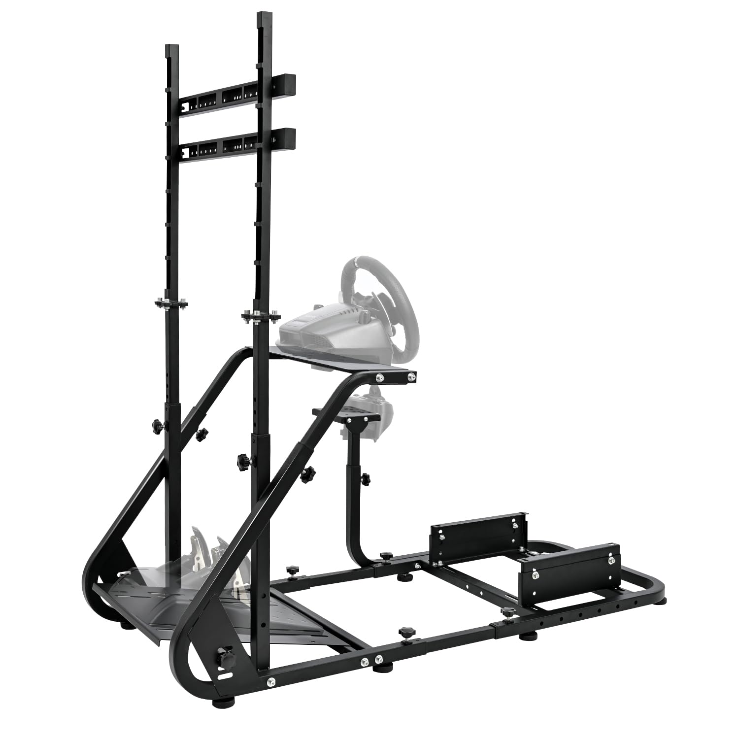 Supllueer Racing Simulator Cockpit Wheel Stand with Monitor Stand Fit for Logitech, Fanatec,Thrustmaster, G27 G29 G920, GPRO, Sim Racing Cockpit with Monitor Stand, No Steering Wheel Pedal TV Seat