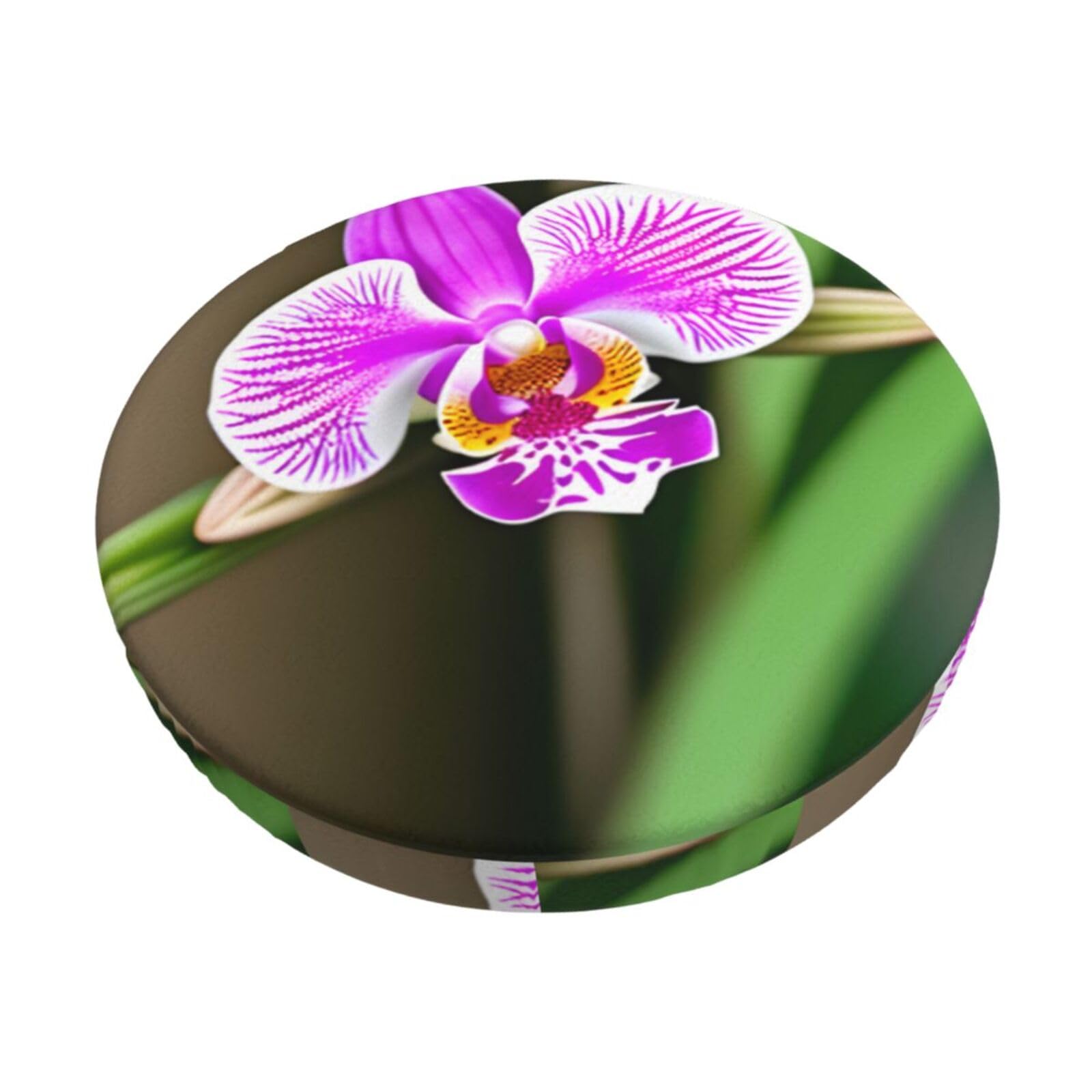 GUCHENP Orchid Print Round Bar Chair Cushion Cover,Washable Chair Protector For Indoor Home Furniture Decor