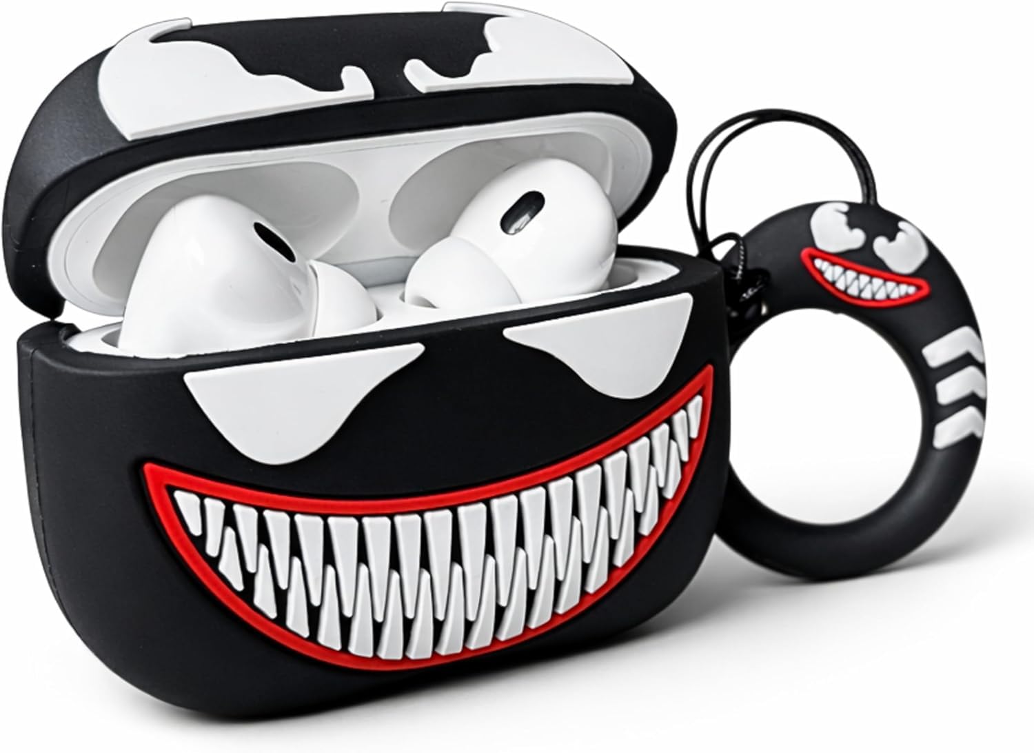Cute AirPods Pro 3 Case Cover (2025) Kit, 3D Cartoon Kawaii Soft Silicone Protective Case for Apple AirPods Pro 3rd Generation Cover with Keychain for Women, Girls, Boys (Venom)-image-20