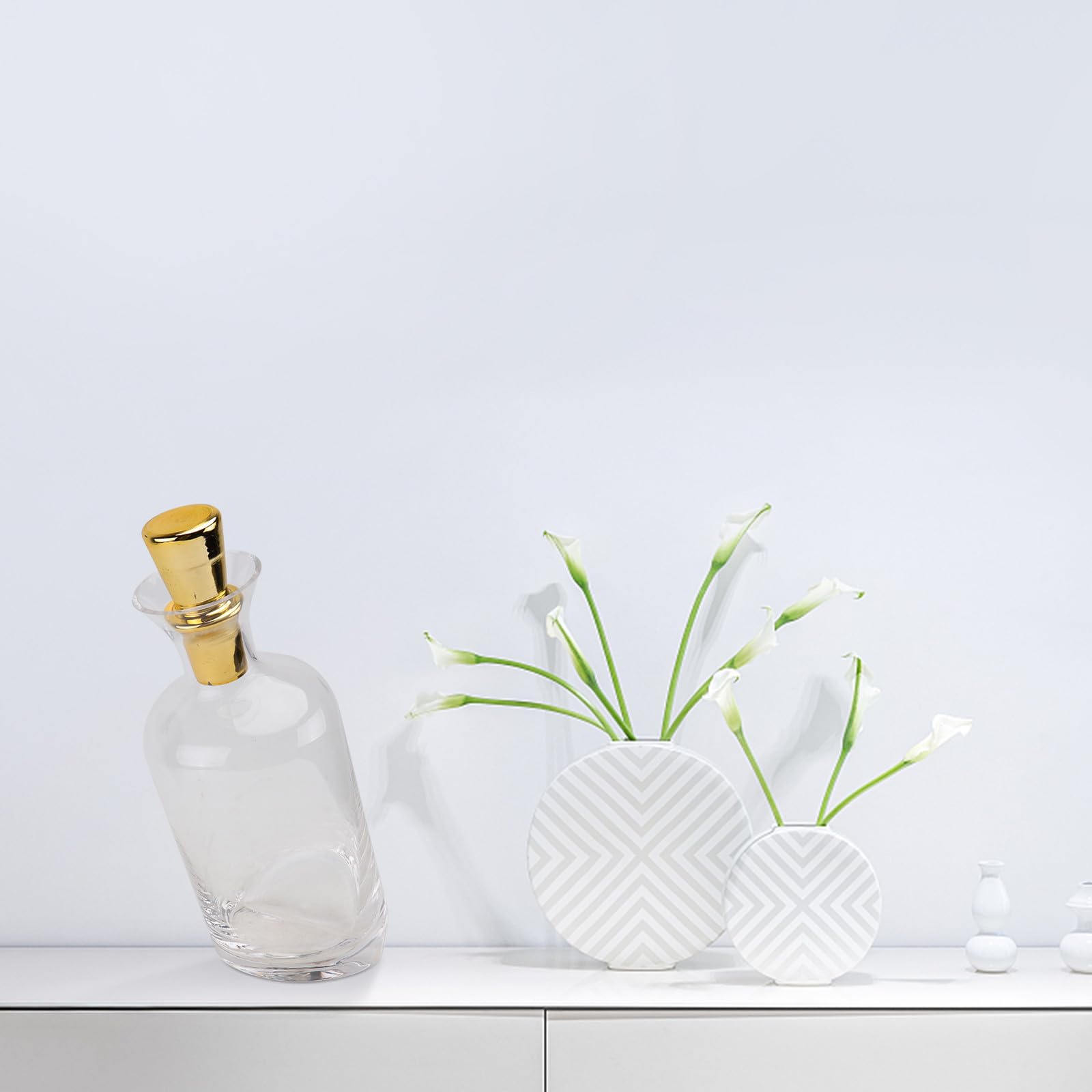 BESTOYARD Decanter in Vetro Trasparente Design Inclinato e Coperchio Dorato, Contenitore per Bevande Resistente ad Alte Temperature, Stile Nordico Creativo per Casa e Bar