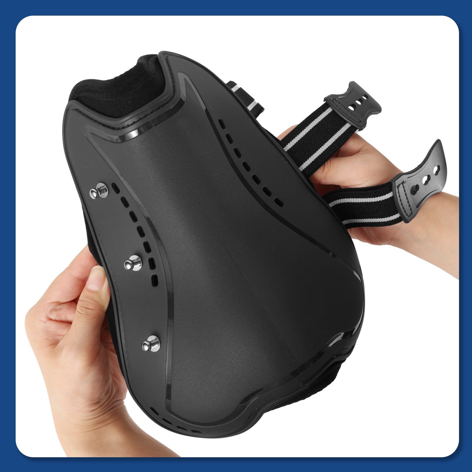 Protectores Caballo, Botas de Pierna de Caballo Polainas Gorras para Pies Frente de Caballo Protector elástico Botas Pony protección de Pierna con absorción de Impactos, L, Negro
