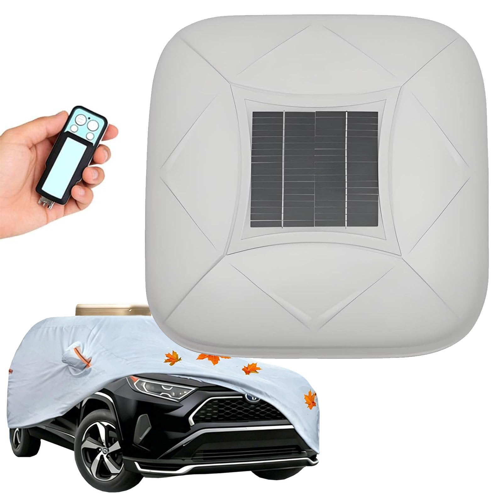 Naturalpowev Solar Automatic Smart Car Cover, Electric Retractable Vehicle Shelter, with Solar Charging, Remote Control, 30-Day Standby, with Anti-Theft Alarm, for Most Sedans Suvs White-3XL