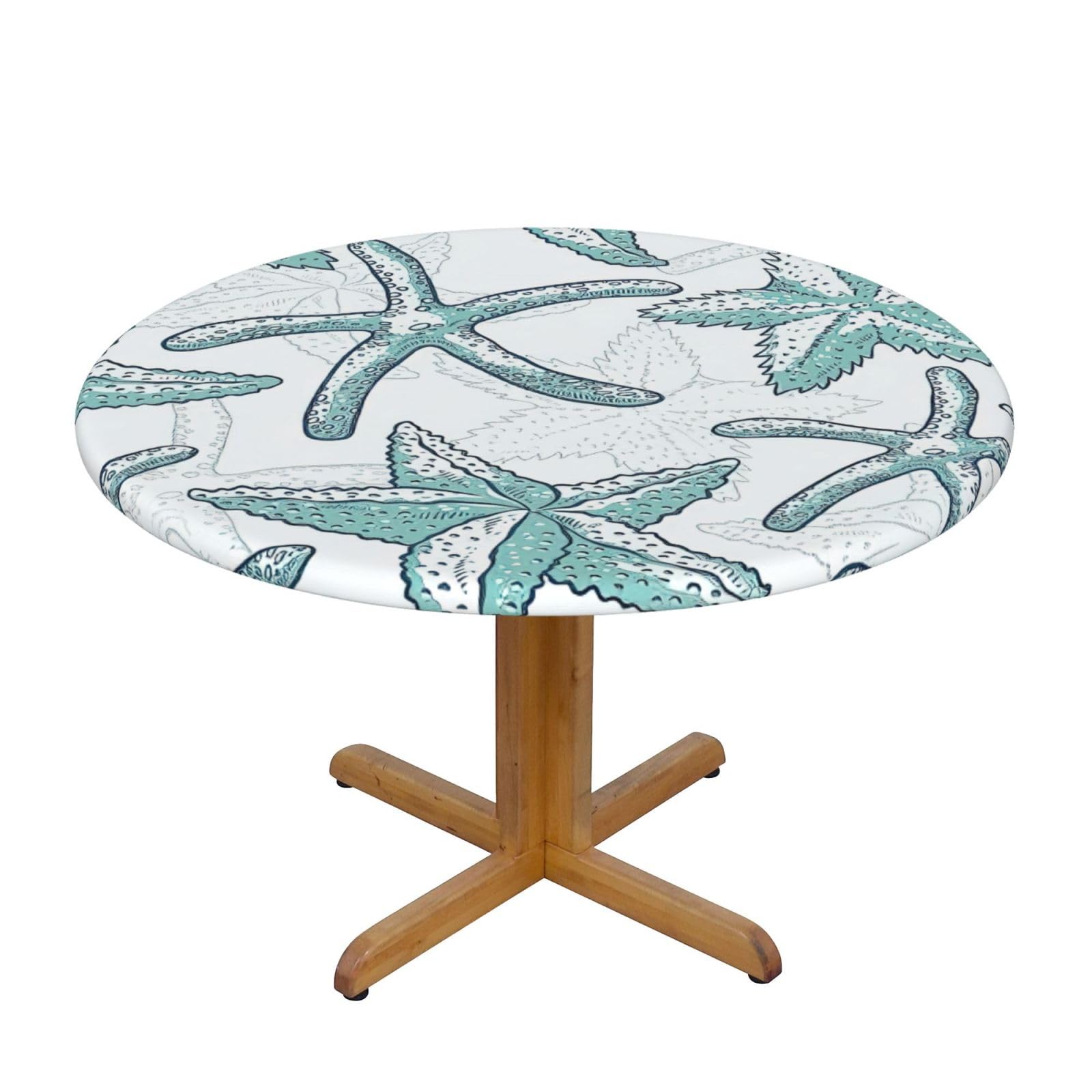 Nappe ronde imprimé étoiles de mer imperméable pour table de 100 à 120 cm