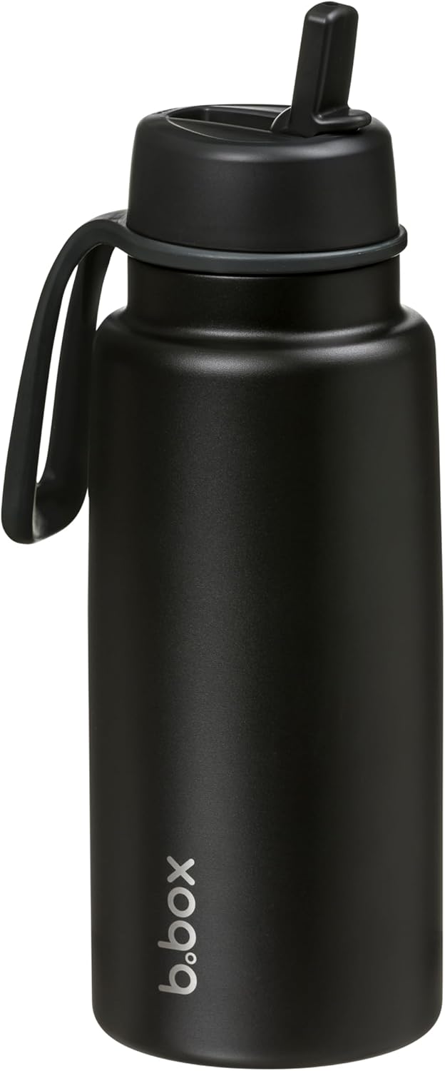 b.box 34oz Insulated Water Bottle w/Stainless Steel Straw - 46 Hours Cold - Leak Proof Tumbler w/Lid + Straw for Travel, Gym & School, BPA Free, Sports Water Bottles for All Ages - Deep Space