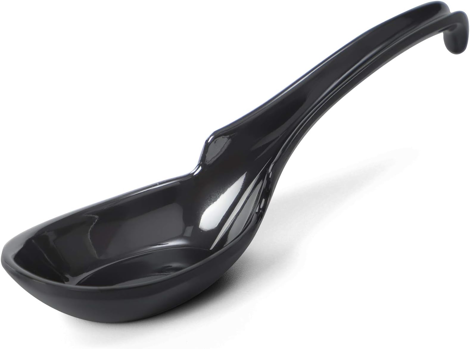 12-piece Asian Soup Spoons, Rice Spoons, Chinese Won Ton Soup Spoon - Notch and Hook Style Soup Spoons Black HAS-625BK