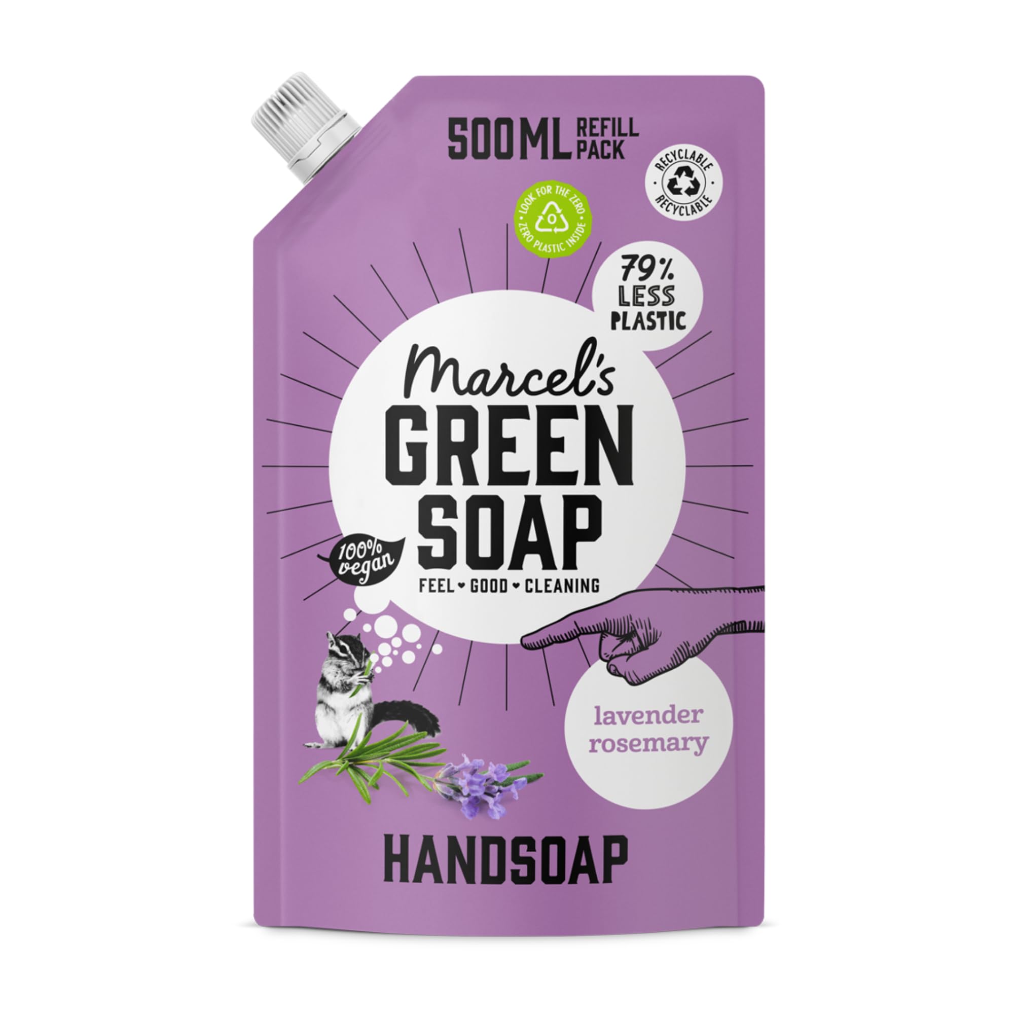 Marcel's Green Soap - Hand Soap Refill Lavender & Rosemary - Handwash Dispenser Refill - Eco friendly - Vegan - 97% Biodegradable - 500 ML