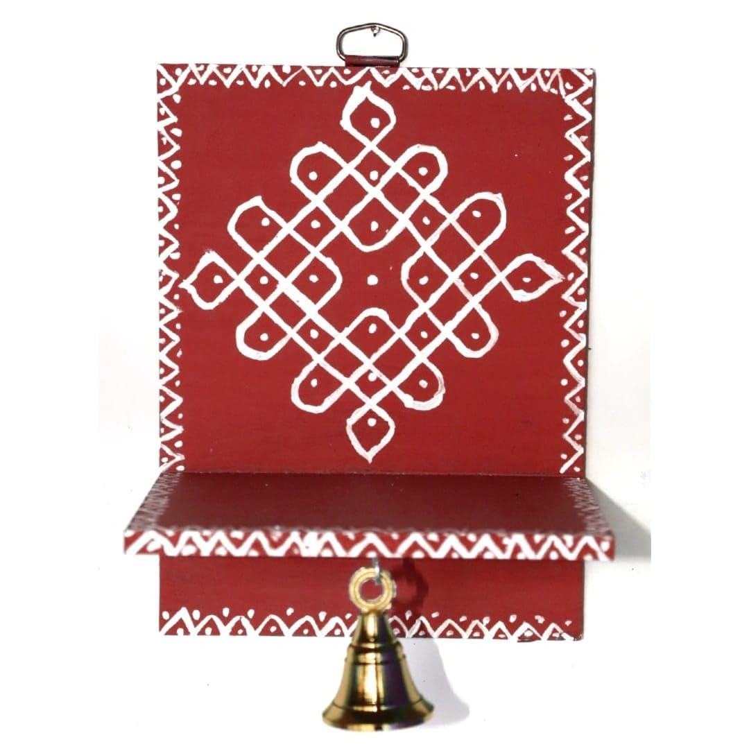 Mada Vilakku | Vilakku Madam for Home | Wall Mounted Diya Stand with Brass Bell for Home | Wall Mount Diya Stand | Diya Stand | Traditional Diya Stand | Wall Hanging Diya Stand | Diya Stand