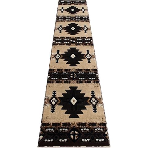 YHSF South West Native American Area Rug C318 - Easy Clean, Thick, Soft, Durable Native Tribal American Indian Inspired Rug for Bedroom/Living Room and More - Berber, 2 ft 4 in x 10 ft 11 in Cover