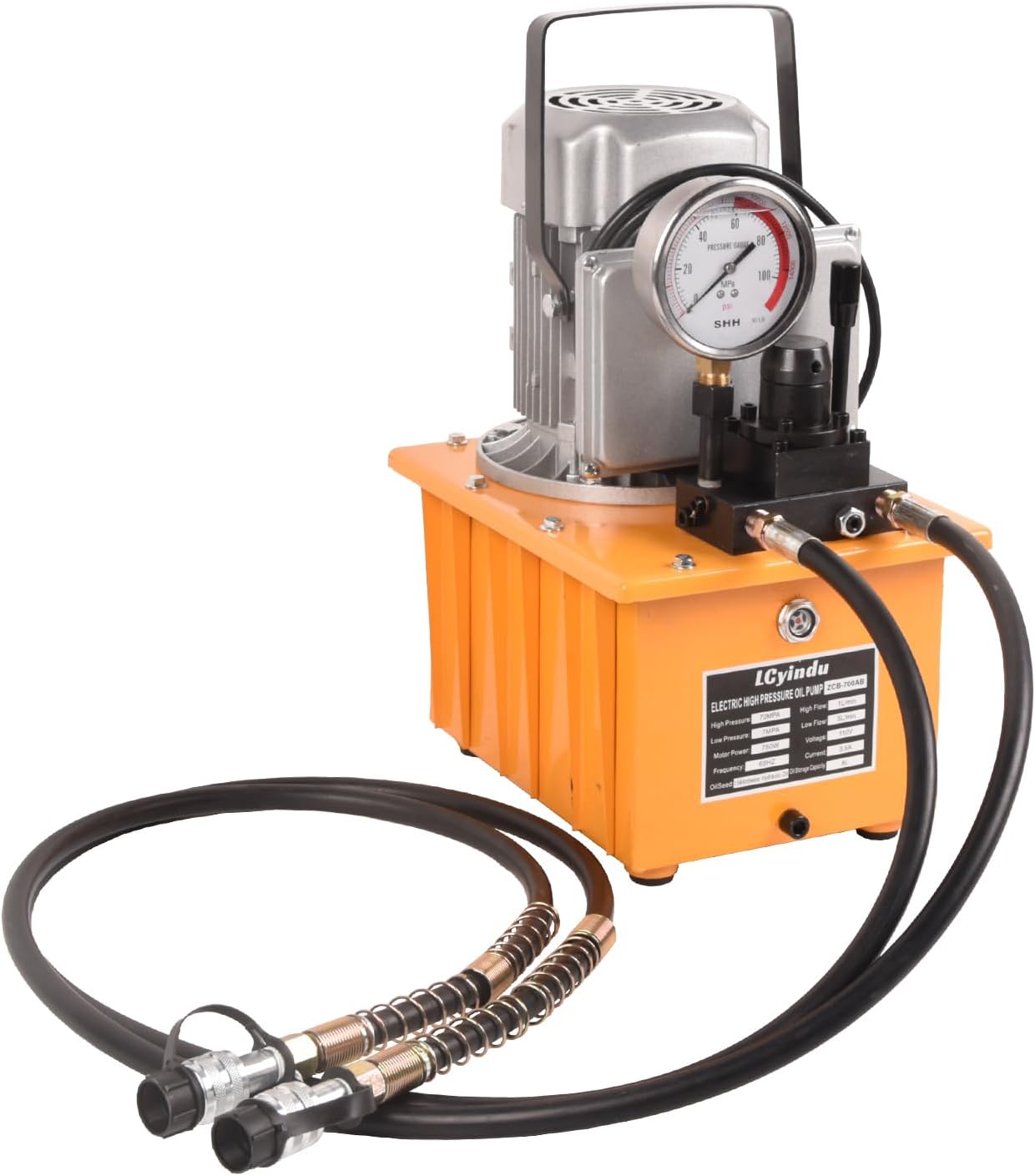 750W 10000 PSI 110V,8L/2.1Gallon Electric Driven Hydraulic Pump Power Pack Unit,2 Speed 8.4Quart Double Acting Manual Valve Hydraulic Electric Pump for Punching,Bending,Double Acting Cylinders