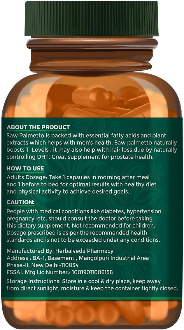 Saw Palmetto Extract Capsules | 60 Veg Capsules | 800Mg | Pack of 1