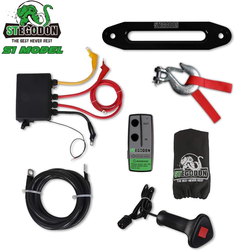Hоt Dеаlѕ STEGODON New 9500 lb. Load Capacity Electric Winch S1,12V Waterproof IP67 Electric Winch with Hawse Fairlead, Synthetic Rope Winch with Wireless Handheld Remote and Wired Handle(Green-Rope) 50% оƒƒ Dіѕсоunt STEGODON New 9500 lb. Load Capacity Electric Winch S1,12V Waterproof IP67 Electric Winch with Hawse Fairlead, Synthetic Rope Winch with Wireless Handheld Remote and Wired Handle(Green-Rope)