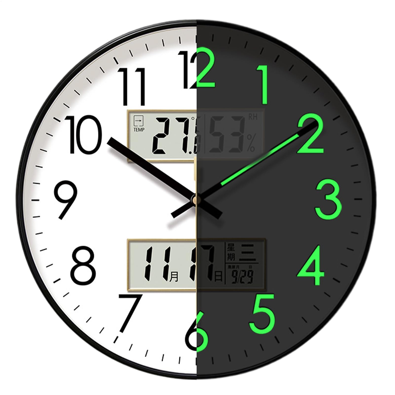 Orologio da parete silenzioso – Display fluorescente al buio