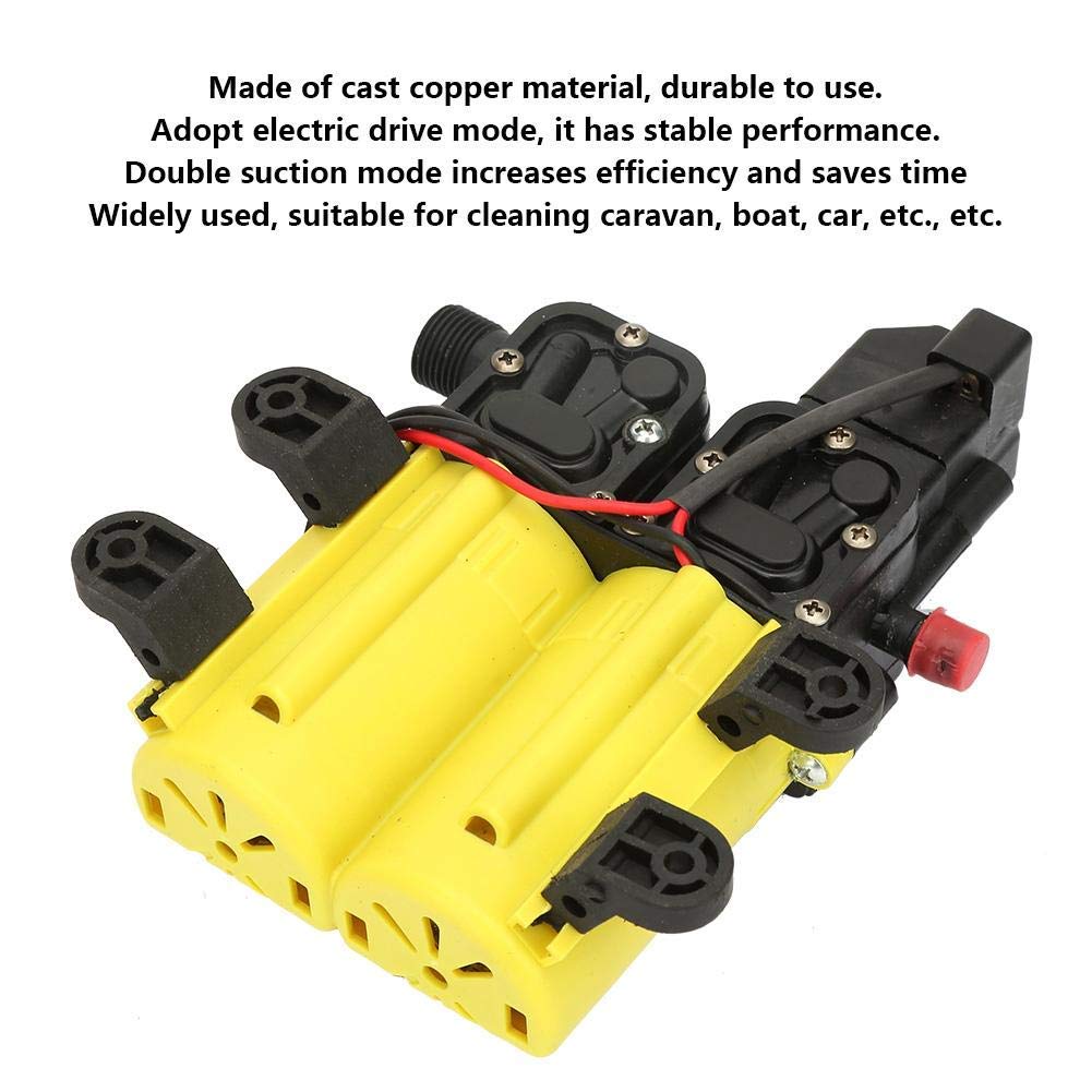 Elektrische Autowaschpumpe, 3208 12V 100W Hochdruckreiniger Doppelsaugende Pumpe Elektrische Selbstansaugende Hochdruckwasserpumpe für Wohnwagen, Booten, Autos