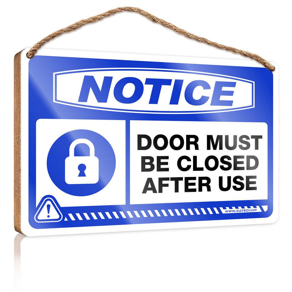 Diy Door Front Sign Notice Door Must Be Closed After Use Wooden Sign Wood For Crafts Signs Decorations For The Kitchen(15X28CM)