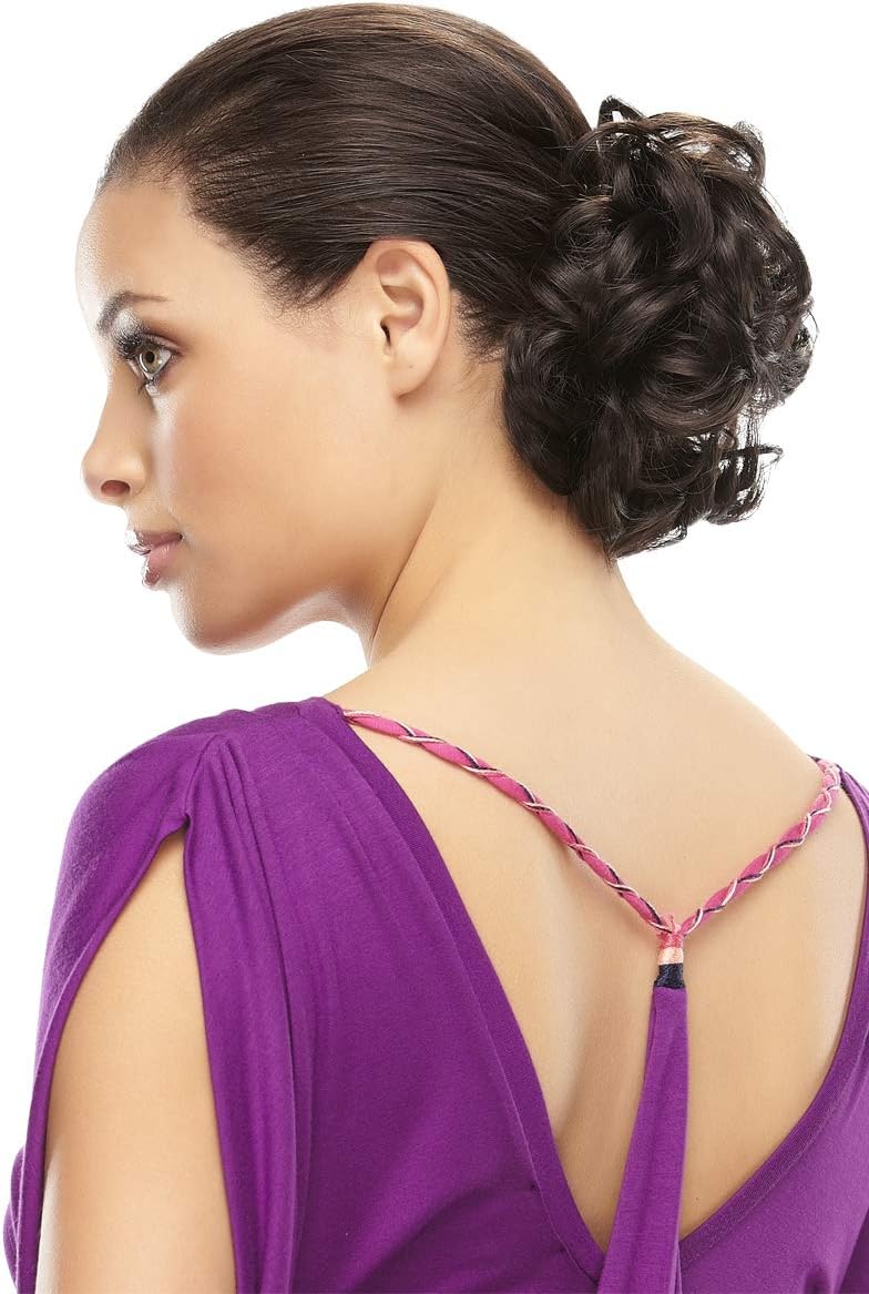 Funbun Curly Synthetic Hair Wrap Elastic Band Women's Hairpiece Chignon Ponytail Accent Fun Bun by easihair - 30A Hot Pepper